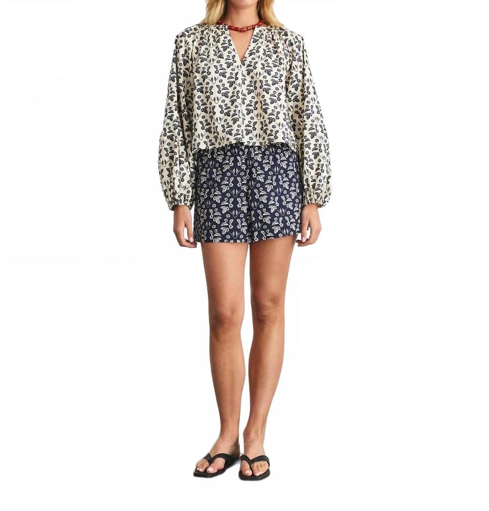 NEW TANYA TAYLOR fallon high waist short in maritime blue/cream